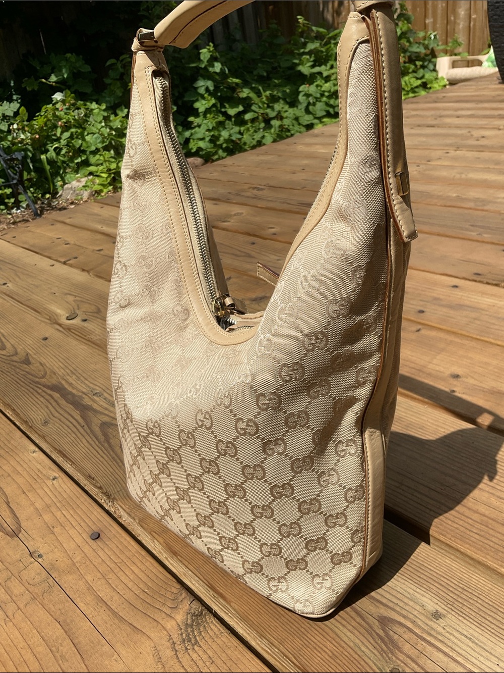 Gucci Authenticated Beige Monogram Hobo Shoulder Bag